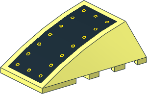 Wedge  4 x  4 Triple Curved without Studs with Yellow Nuts Sticker