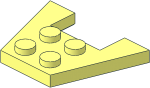 Wing  3 x  4 with  1 x  2 Cutout without Stud Notches