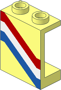 Panel  1 x  2 x  2 Hollow Stud with Red/White/Blue Left Pattern