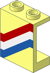 Panel  1 x  2 x  2 Hollow Stud with Red/White/Blue Right Pattern