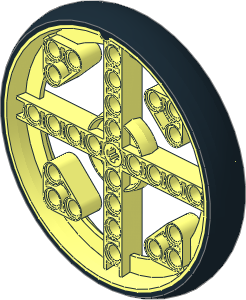 Wheel 14 x 80 with  4 Spokes with Integral Black Tyre