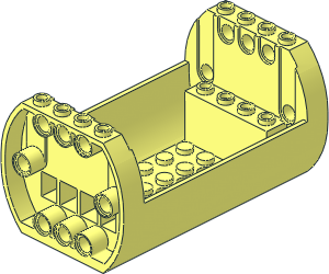 Cylinder  6 x 10 x  4.333 with Open Top Half and Eight Pin Holes on Ends
