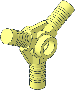 Minifig Tool Hexagonal with Opposing Studs and 3 Ribbed Handles at 120 Degrees