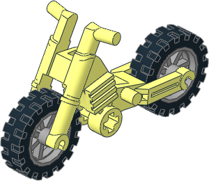 Bike 2 Wheel Motorcycle Frame (Long Pins) with Light Bluish Grey Wheels Bike 2 Wheel Motorcycle Frame (Long Pins) with Light Bluish Grey Wheels
