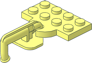 Plate 2 x 4 with Hookholder with Train Coupling Hook with Notch, Coupled Position Plate 2 x 4 with Hookholder with Train Coupling Hook with Notch, Coupled Position
