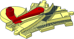 Duplo Train Track Point Rail with Red Tongue (Turning Right)